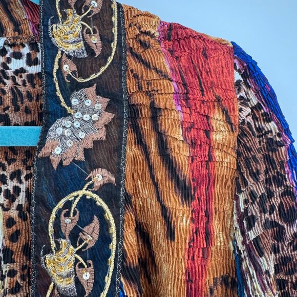 Colorful Beautiful Alberto Malaki Cardigan Woman’s size medium art to wear crink - Picture 2 of 11